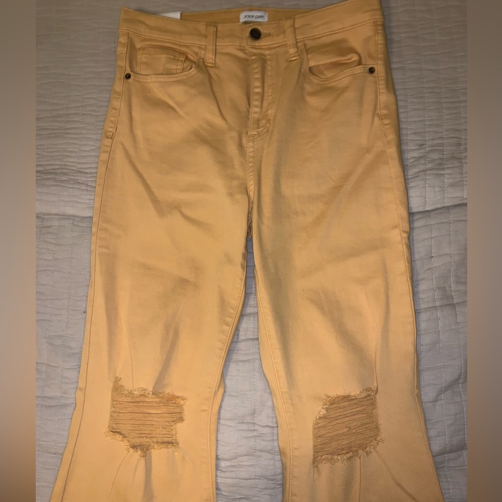 Ripped Yellow Flare Jeans